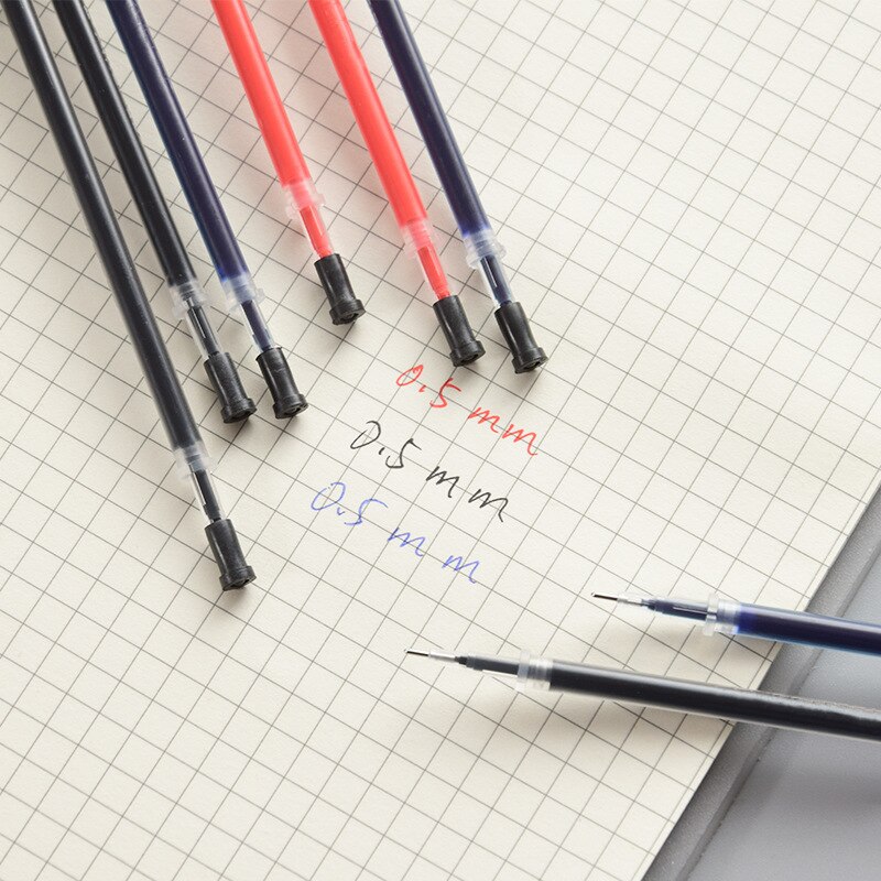 100PCS/lot Full Needle Tube Neutral Pen Core Set 0.5M Carbon Pen Black Pen Core/Blue Red Gel Pen Refill Stationery
