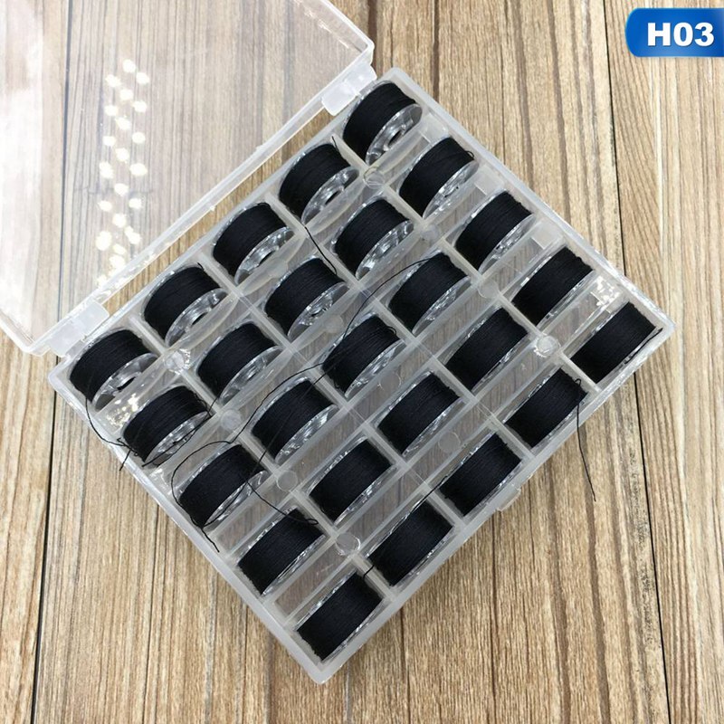25 st sytråd färg blandad box kit för symaskin rulle undertråd skyttelkärna gör det själv kläder broderitrådar tillbehör
