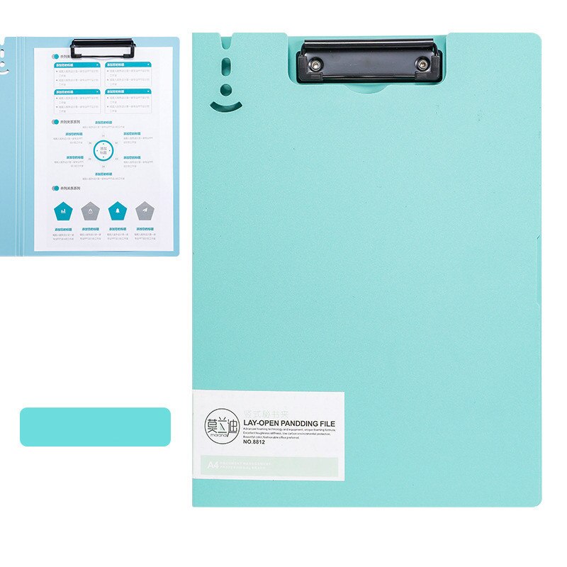 Kawaii – classeur Morandi A4, avec Clip en métal, rangement du papier de Test, bloc-notes, presse-papiers, papeterie fournitures de bureau: A Green