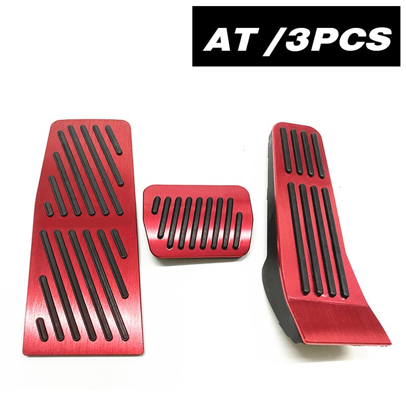 Vtear mazda 3 tilbehør bil gaspedal aluminiumslegering bil fodstøtte pedal interiør modifikation skridsikker gummi pedal cover: Rød   at 3