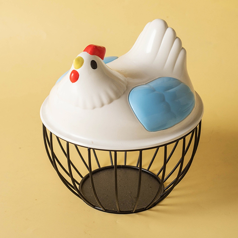 Chicken Egg Basket Metal Wire Chicken Egg Storage Basket Cute Portable Chicken Egg Holder Fresh Egg Holder for Pantry: green