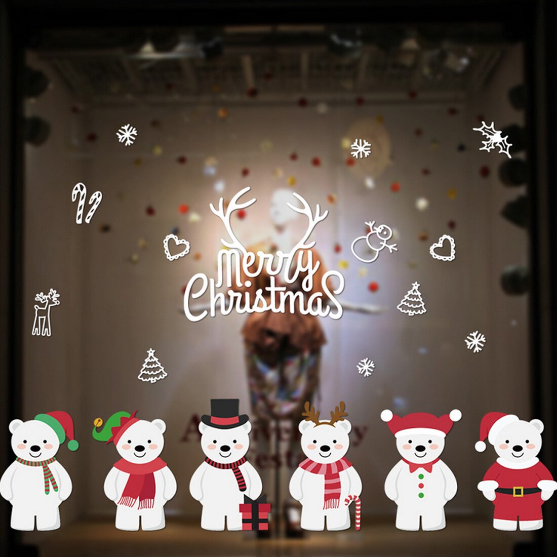 16 Styles Merry Christmas Window Glass PVC Wall Sticker DIY Snow Town Wall Stickers Year Home Decal Christmas Decoration