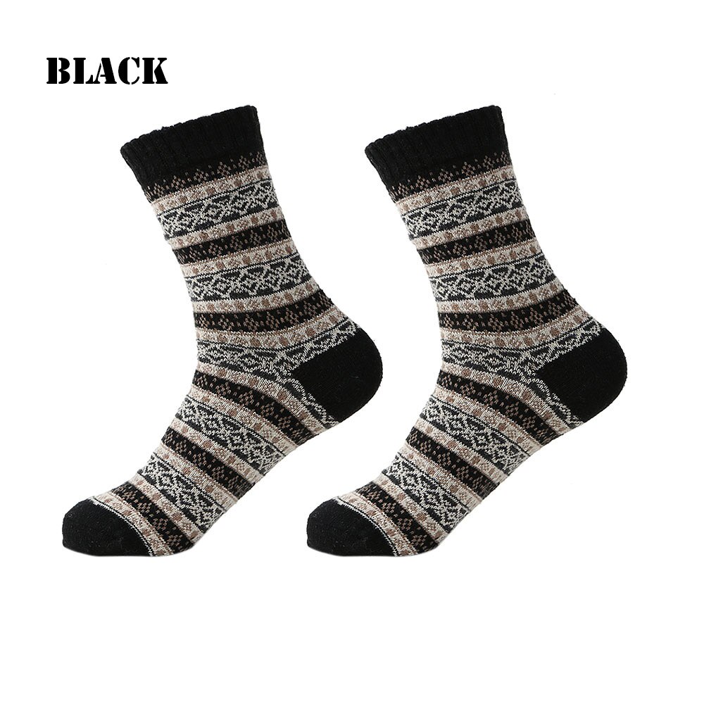1 par herre harajuku stil bløde tykke kashmir afslappede sokker kanin uld blanding garn varm vinter behagelige sokker: Sort