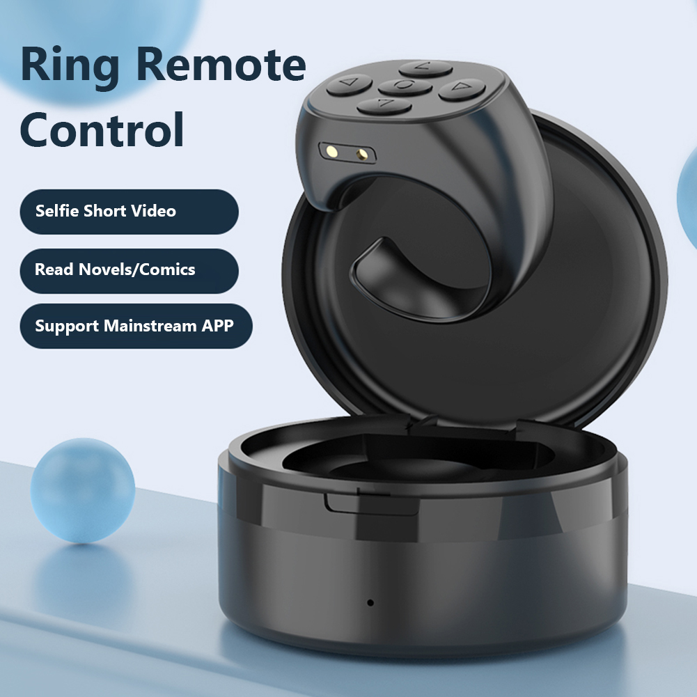 For TikTok Ring BT Remote Control with Charging Box Fingertip Selfie Video Controller Automatic Page Turner Browsing For Phone