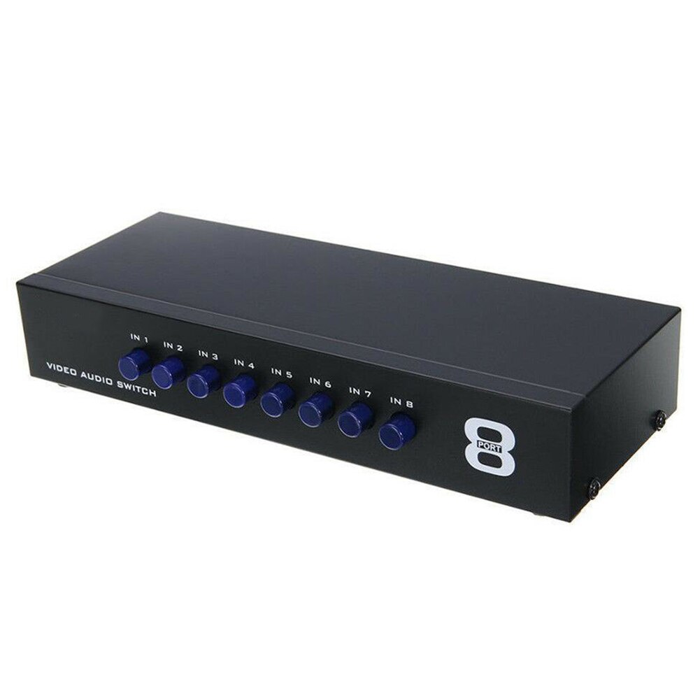 8 In 1 Signal Composite Selector Accessory Splitter Video Audio Distributor Amplifier Switcher Metal AV Switch Box