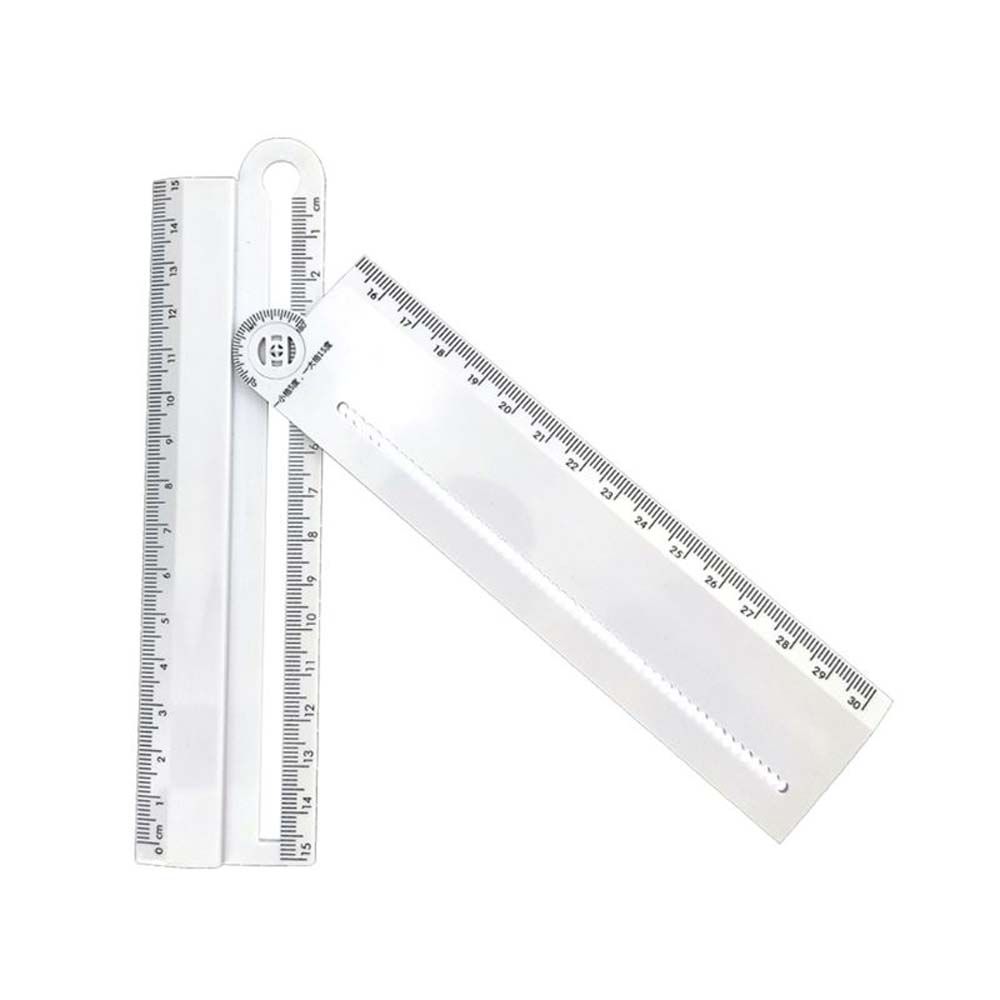 1Pcs 30Cm Transparante Rechthoek Vouwen Heerser Gradenboog Student Briefpapier Math Tekening Tool School Kantoorbenodigdheden: Default Title