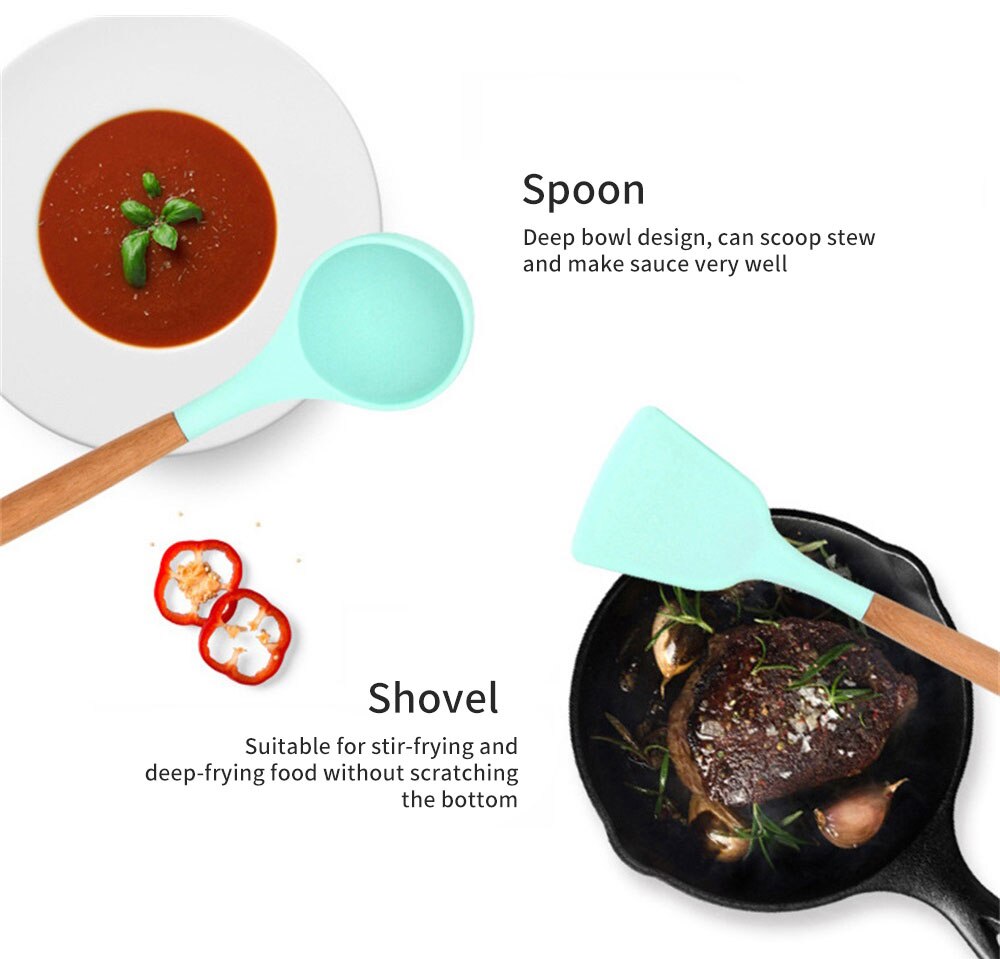 Cooking Utensils Set Heat Resistant Silicone Kitchenware Non-Stick Baking Utensil Kit Storage Box Kitchen Tool Accessorie 12 PCS