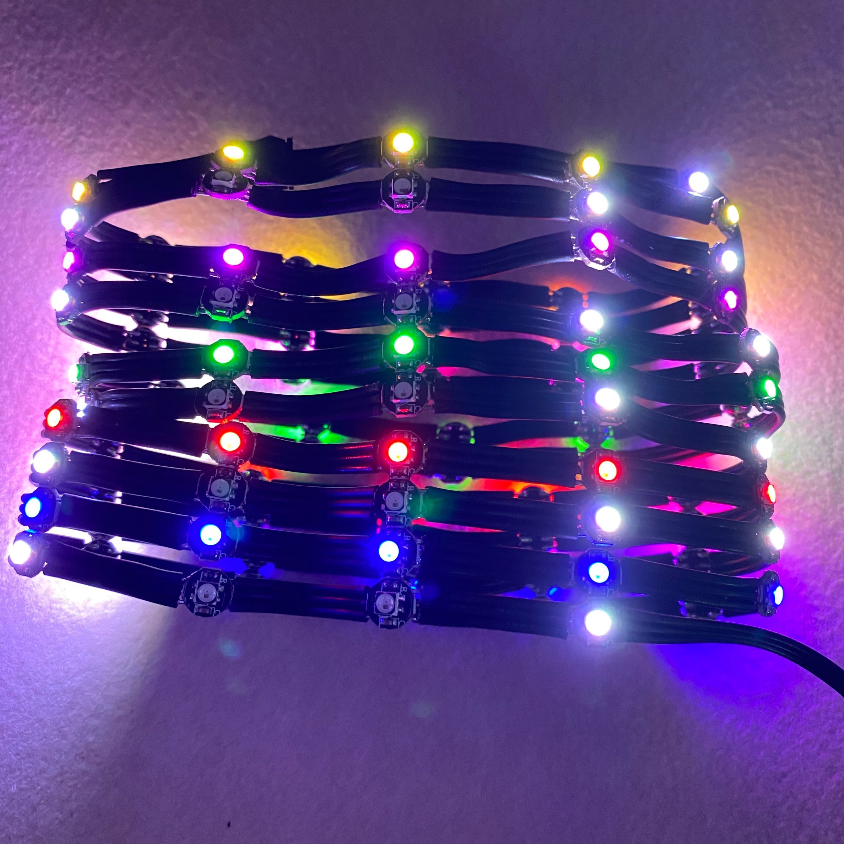100pcs/string addressable SK6812MINI-3535 led with heatsink;DC5V input;3cm wire spacing;with all black wire and black frame LED
