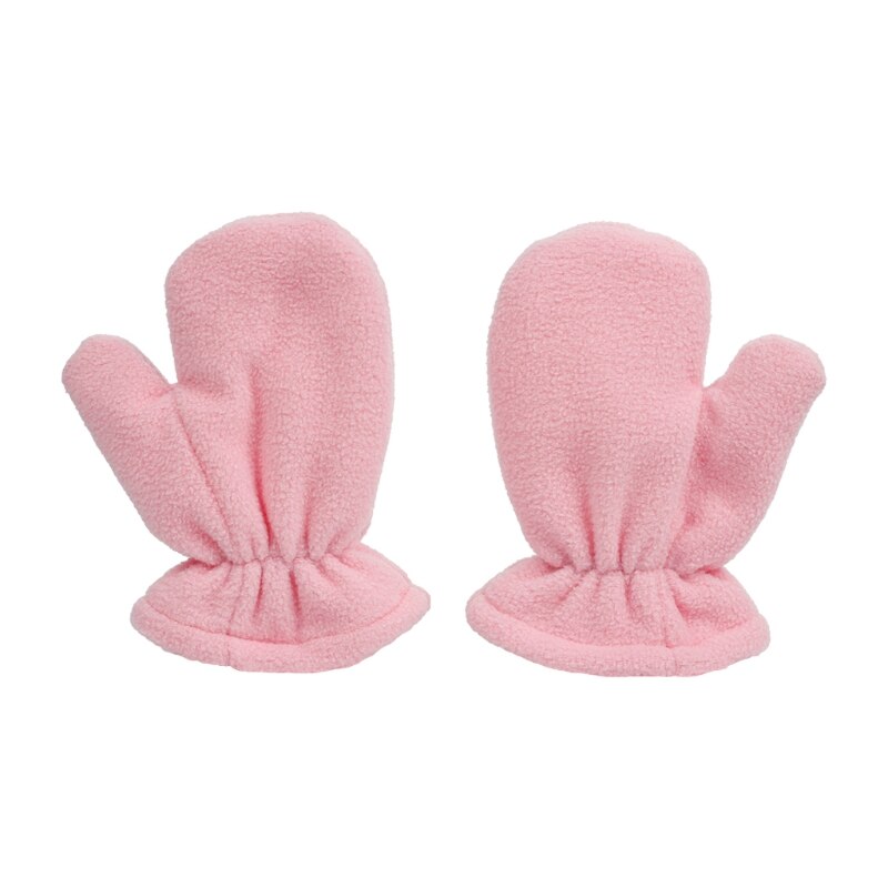Baby Gloves Winter Warm Plus Velvet Mittens Children Kids Lined Fleece Gloves: Pink L