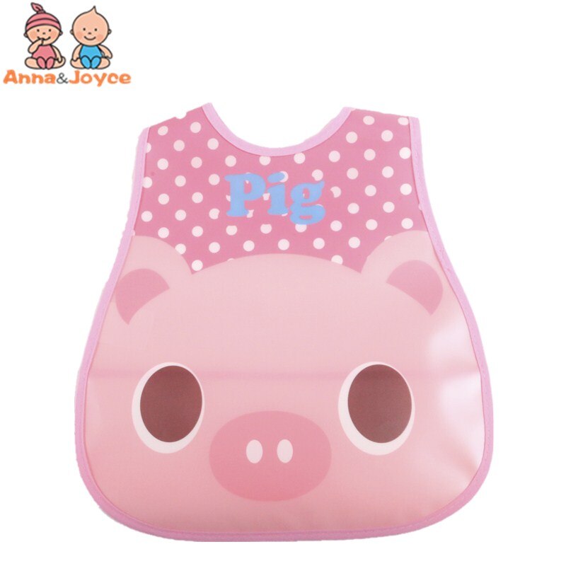 Babadores para bebês com estampa de desenho, babadores para crianças com 3 unidades, à prova d'água, almoço, meninos, meninas, cuidado com a alimentação: Pinkpig