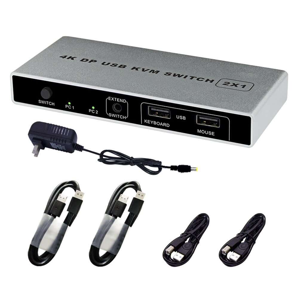 Monitor USB Controller 1 Out Stable Computer Connection VGA Displayport 4K 60Hz Mouse Support Plug And Play Dual Port KVM Switch