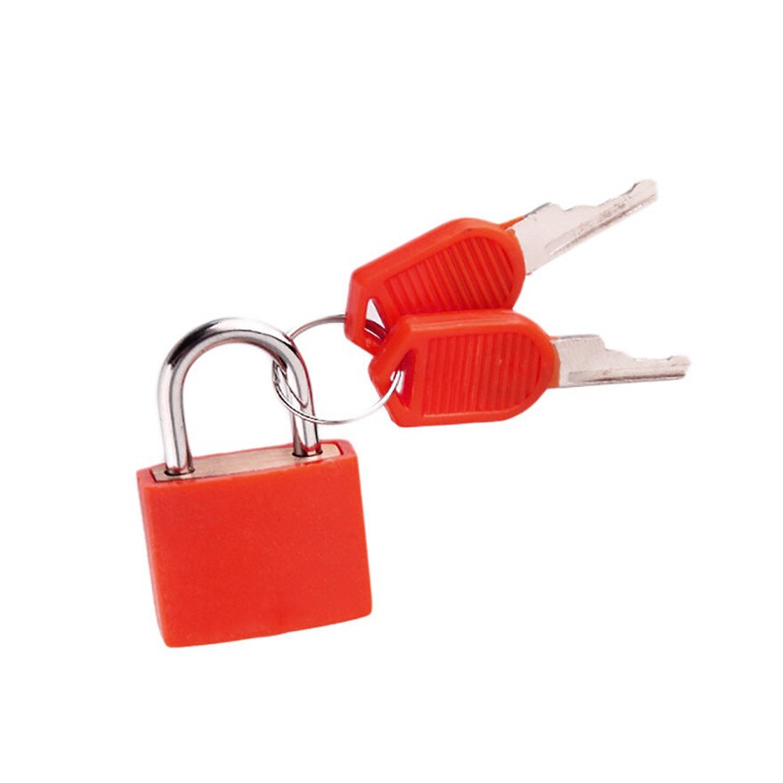 Mini candado de acero fuerte para maleta, pequeño candado de viaje con 2 llaves, 6 colores,: red