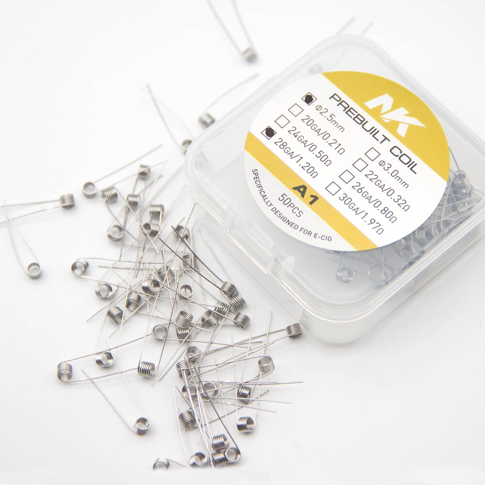 50 Pcs Gereinigd Coils Premade Nk A1 Ni80 Ni70 Awg 20 22 24 26 28 30 Voor Rda Rta rba Rebuilder Prebuilt Coils: A1 28G 1.20 ohm