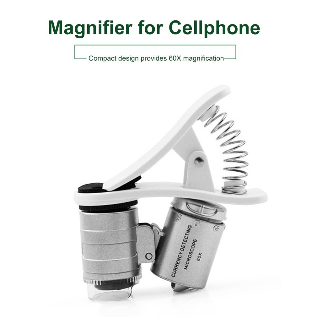 60X Universal LED Mobile Phone Microscope Magnifier Macro Lens Optical Zoom With Micro Camera Clip Optical Instrument with Bag