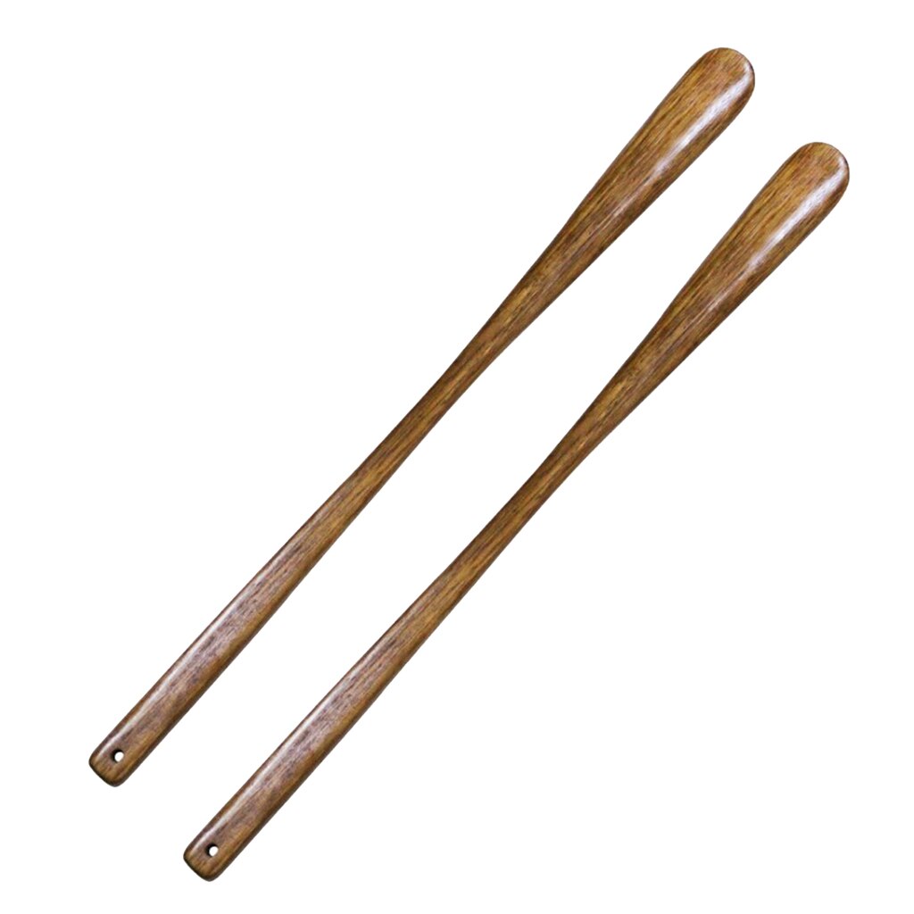 2pcs Long Wooden Shoe Horn Shoehorn W/ Hanging Loop for Shoes Boot All Size Feet