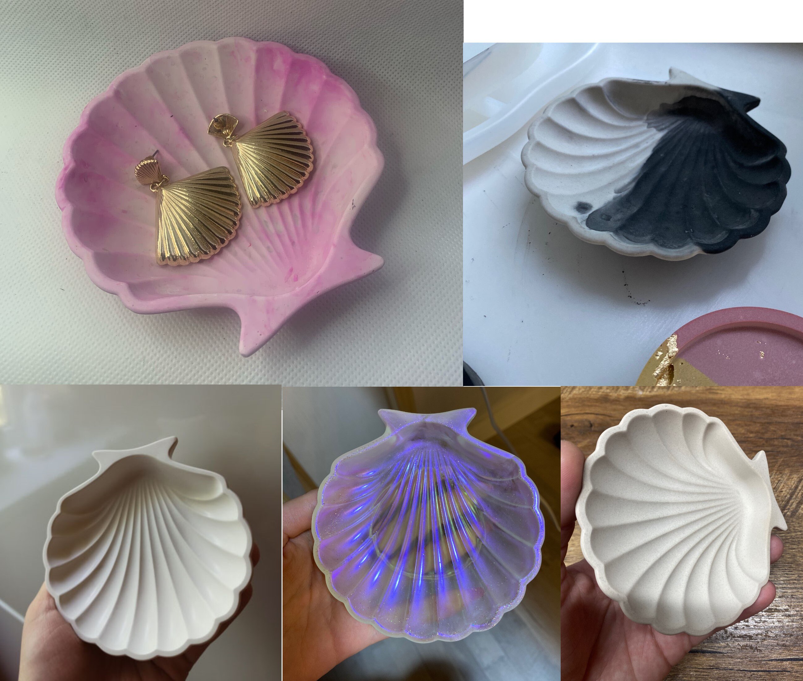 Concrete Silicone Mold Shell Shape Jewelry Storage Schulp Glue Tray Mold Clay Mould resin mold silicone tray