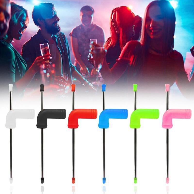 Beer Snorkel Double-Layer Beer Snorkel Bar Tools Straight Straw Style Beer Dispenser with Cleaning Brush