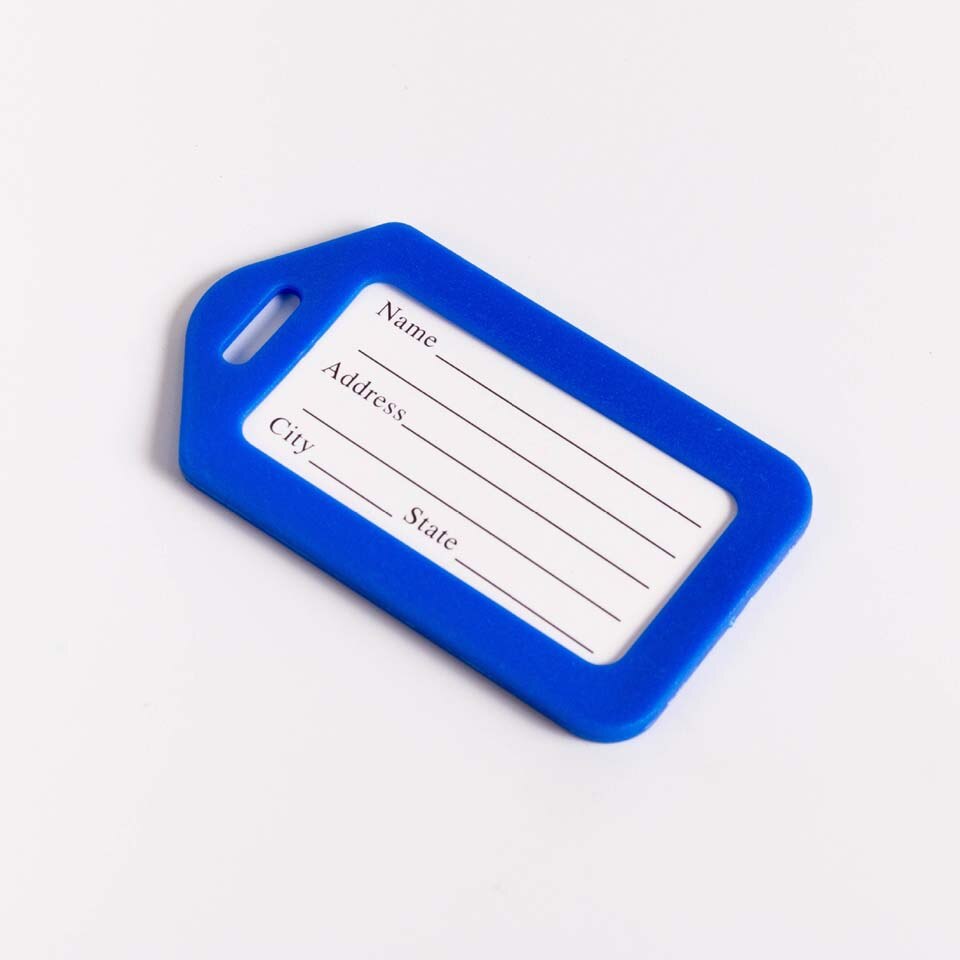100PC akceptuje niestandardowe zamówienie z tworzywa sztucznego PP identyfikator do bagażu sprawdzone marki kart linii lotniczych na pokład przejść 10 kolor może z nadrukiem twoje LOGO: blue
