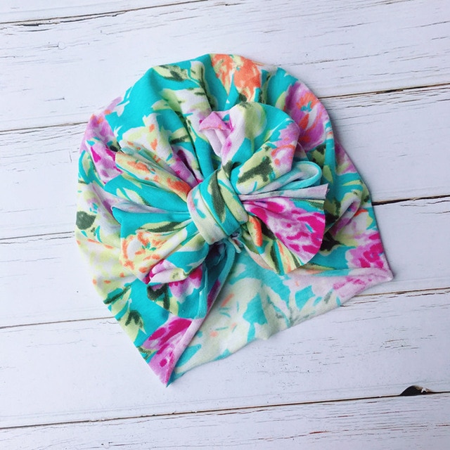 Leuke Baby Tulband Hoed Peuter Kinderen Zachte Katoenen Tulband Mutsen Hoed Jongen Meisje Bloemen Strik Hoofd Wraps Voor 0-3 Jaar Kinderen: B