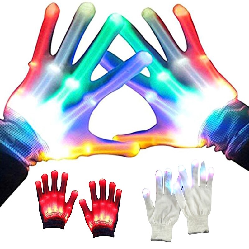 1 paar freundlicher Bunte LED glühend Handschuhe Abend Leistung Leucht Fingerlinge Geburtstag Party Zeigen Requisiten freundlicher Blinkende Spielzeug