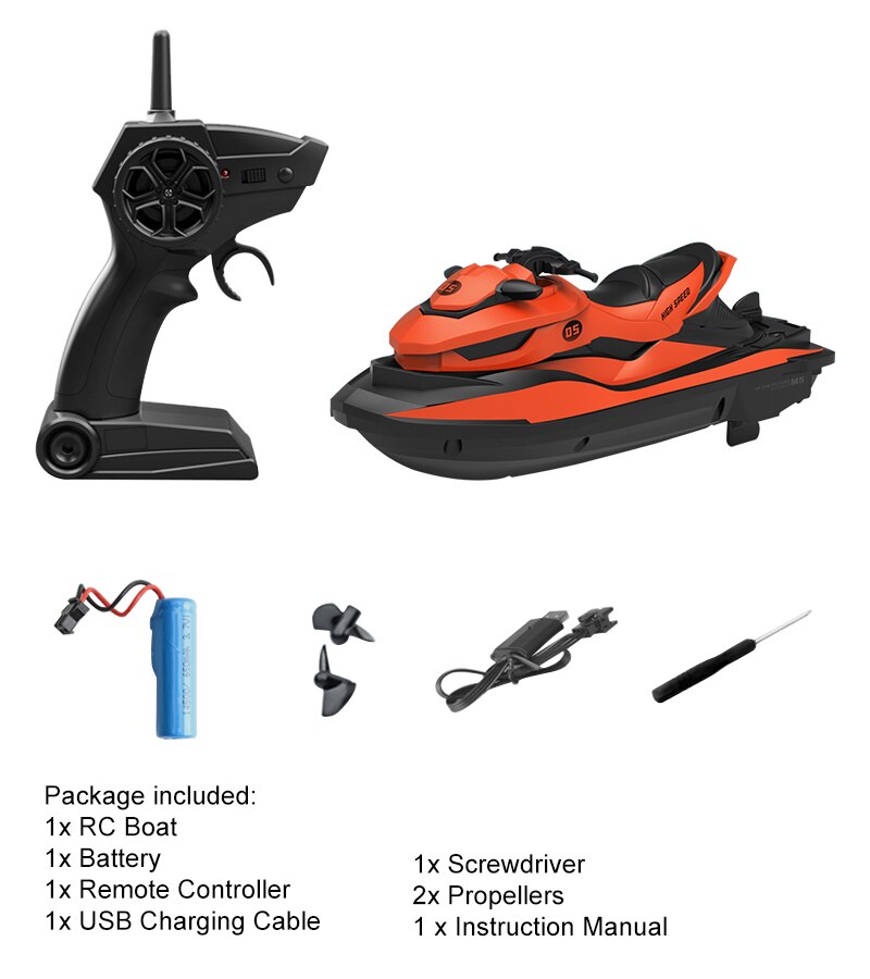 Buena venta y logopeda M5 2,4G RC Barco de doble Motor RTR Mini Control remoto barco de Motor de los niños de interior al aire libre de agua Juguetes: Naranja