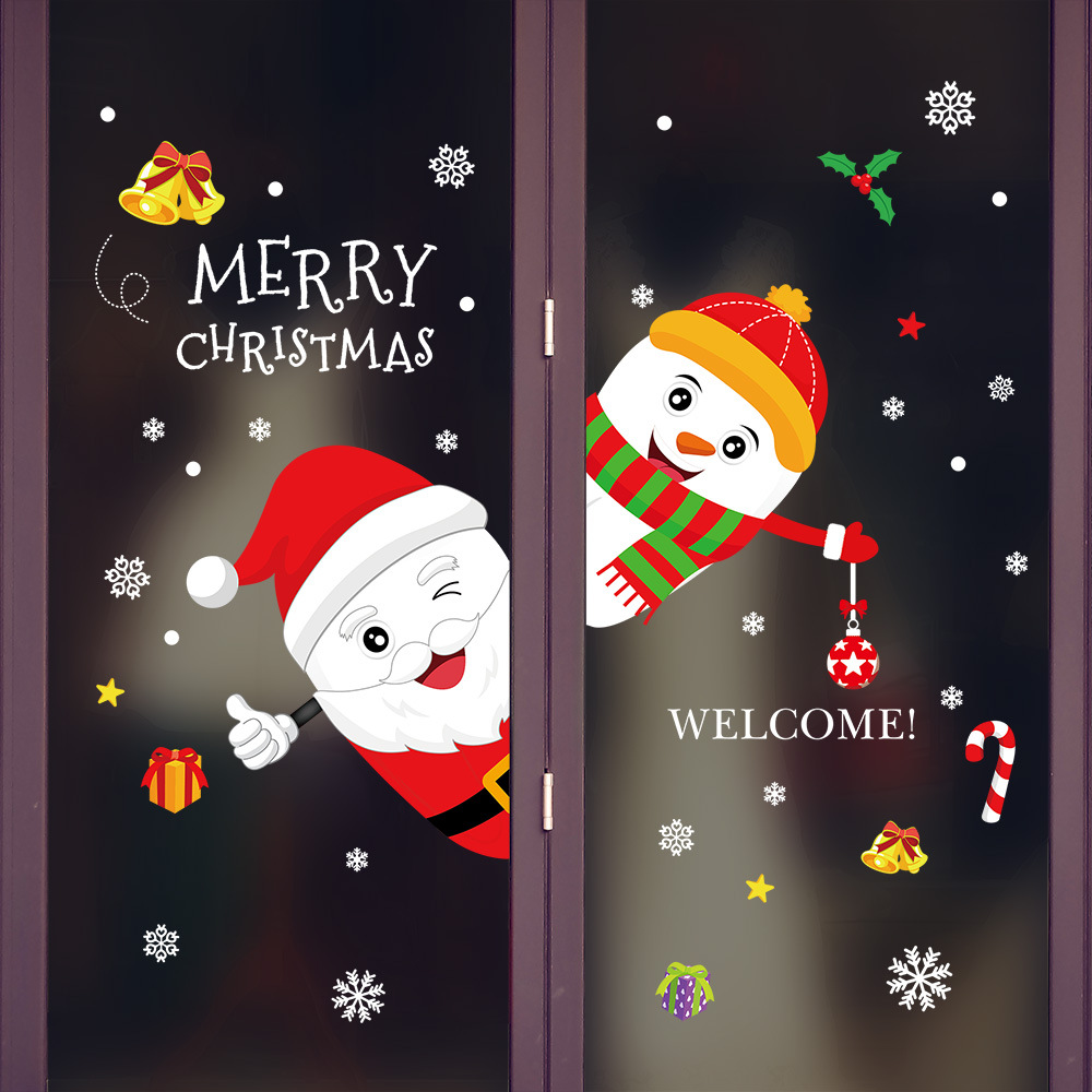 Glædelig jul aftagelige wallstickers butiksvindue glas klistermærker noel natal julepynt til hjemmet juleår