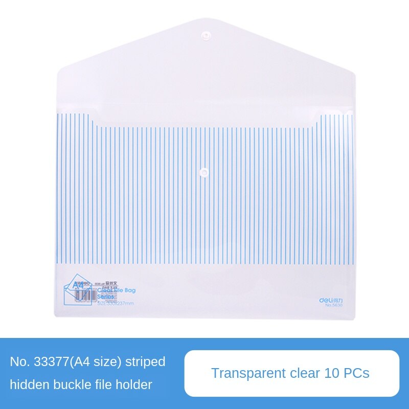 File Bag A4 Transparent Button Bag Plastic Briefcase Kit Student Bag Portfolio Kit Ticket Waterproof Bag 10 Pack: Style3   10PCS