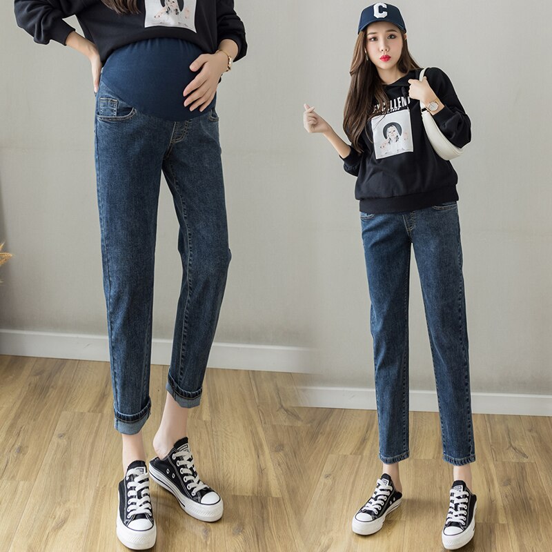Pantalon en jean élastique pour femme enceinte, ample, baggy, pour loisirs, automne