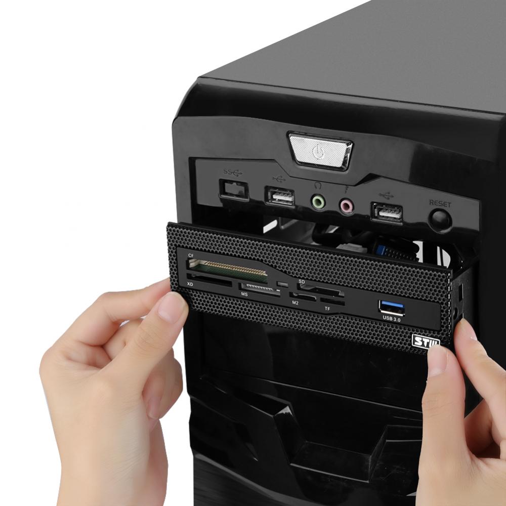 STW 3061 Card Reader 5.25 inch Internal Multi-Function Dashboard Front Panel USB3.0 Port CF XD MS M2 TF SD smart card reader