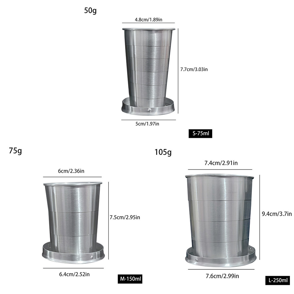 75/150/250/450ML Edelstahl Faltbare Tasse Camping Kochgeschirr Erweiterbar Tasse Teetassen Tragbare Outdoor reise Camping Tassen: Schokolade