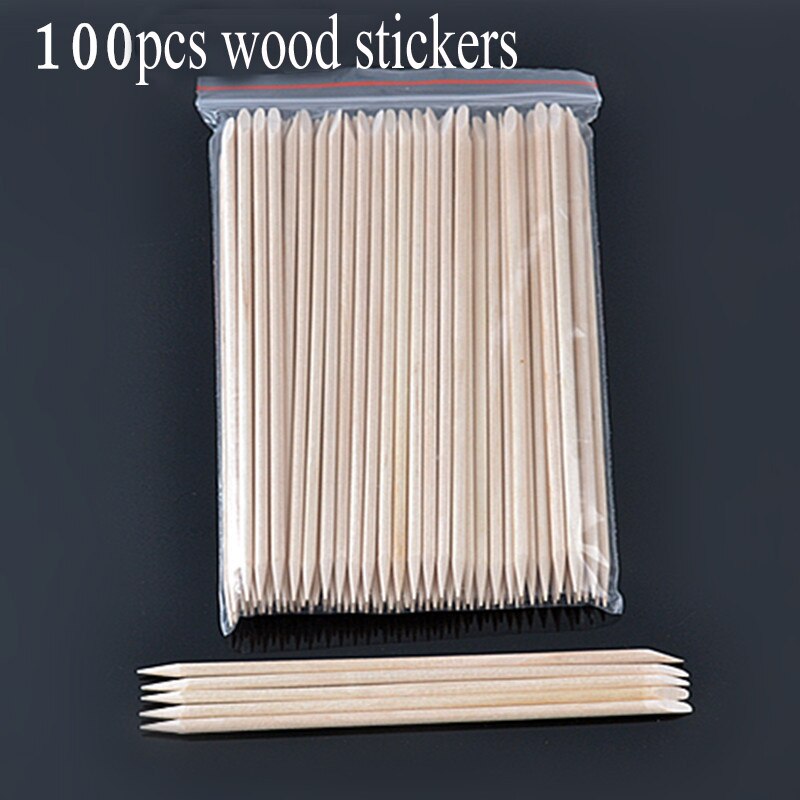 novedoso de manicura de madera, 100 unidades/paquete, 11,5 cm, bastón de madera naranja, quitacutículas, diseños de uñas, palillo para decoración de uñas