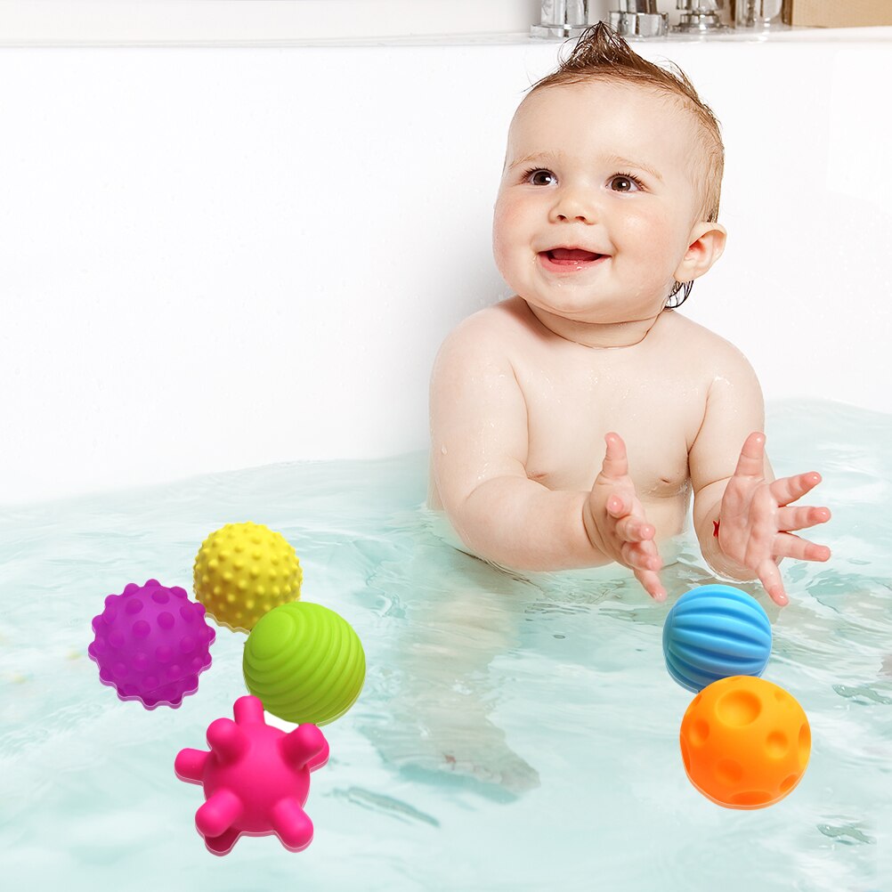 Colorful Soft Baby Kids Textured Tactile Sensory Stress Balls Soft Rubber Hand Massage Training Balls Sounding Toys For Children