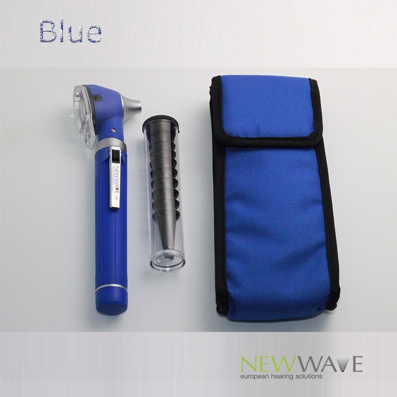 ENT 12 colores PRO-Fiber optic L.E.D portátil Otoscopio auriscope Cuidado del oído kit de diagnóstico + estuche protector CE