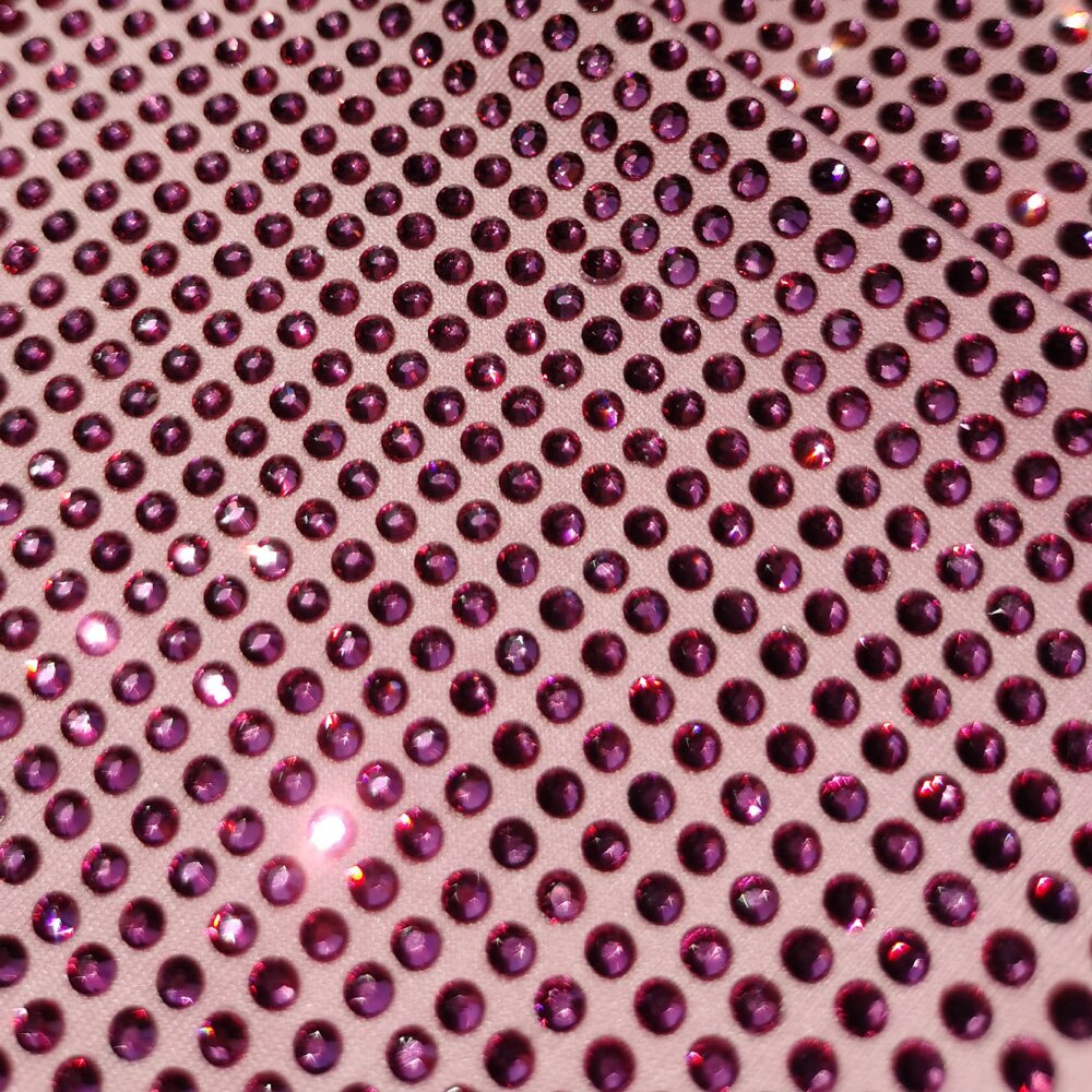 Crystal Fabric Palette Rose Pink Crystal Rhinestone Polyester Spandex Elastic Stretch Fabric Textile