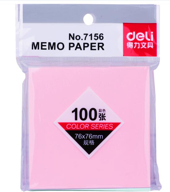 1 pad lot Memo Pad Paste paper 51*76 mm 100 page sticky note Sticker Post-it Labels Stickers Note deli Office Supplies: 76X76mm pink