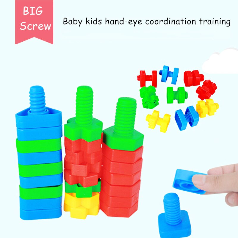 Store skrue legetøj store skruer sæt farve figurer matcher spillet 4 x 5cm større skruer til baby børn samling legetøj pædagogiske spil blokke