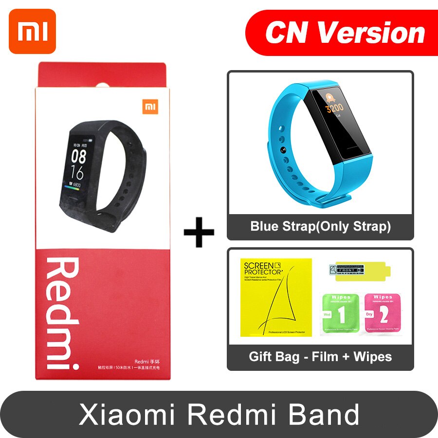 Xiaomi Redmi Band Smart Heart Rate Sport Monitor Bluetooth 5.0 Waterproof Bracelet Touch Large Color Screen Wristband: CN Blue N Film