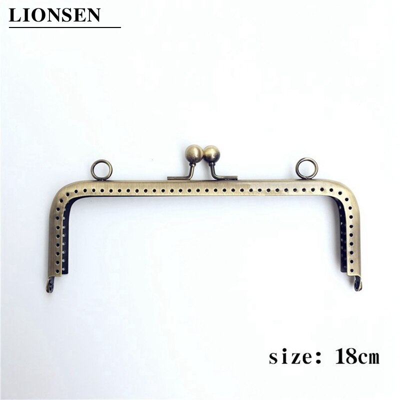 LIONSEN 8.5/12.5/15.5/18/20cm Glossy finish Antique Bronze Square Metal Purse Frame Handle for Clutch Bag Accessories Kiss Clasp