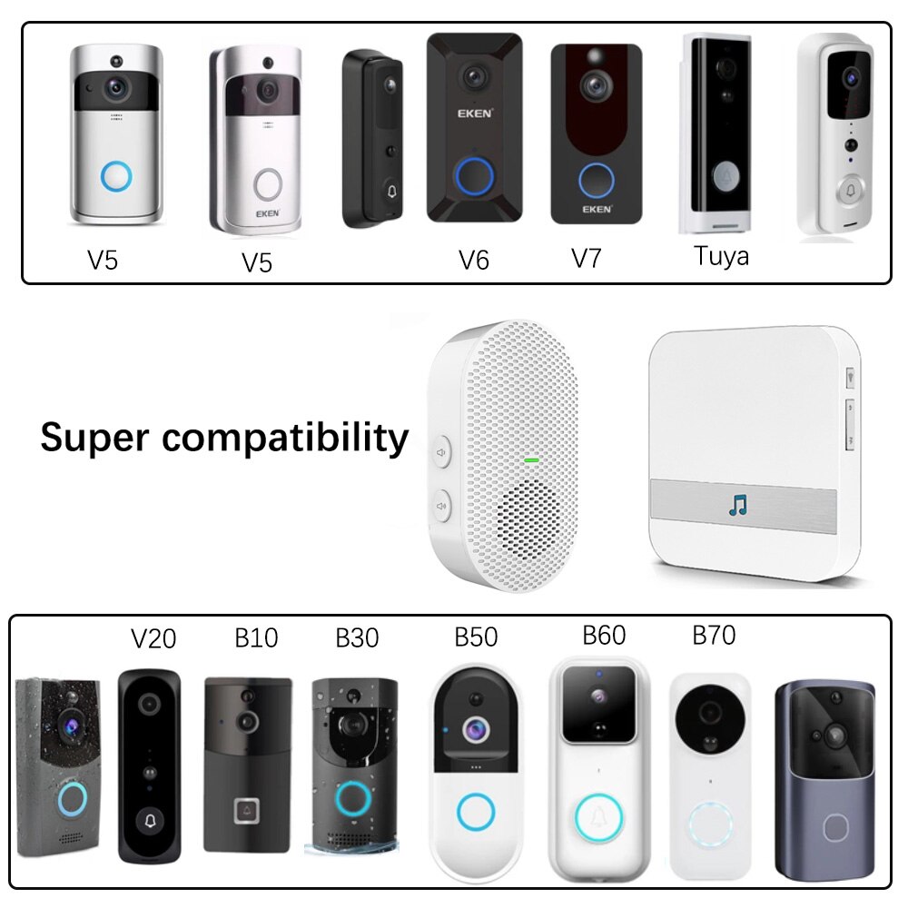 Eken Draadloze Deurbel Indoor Chime Voor Eken V7 V6 V5 Wifi Deurbel Ontvanger Ding Dong