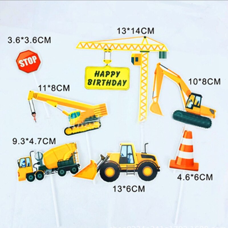 Ingenieurwesen Fahrzeug Kuchen Dekor Graben Maschine Kuchen Deckel Kran Kuchen Dekore Glücklich Geburtstag Party Dekor freundlicher Jungen Geburtstag Spielzeug