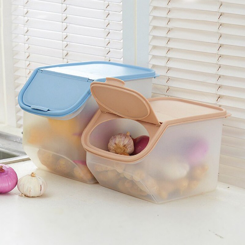 Dried Food Storage Sealed Box With Measuring Cup Plastic Kitchen Cereal Flour Rice Bin Bean Grain Container Organizer