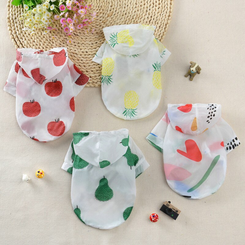 Pet Dog Sun Protection Clothing Colorful Fruits Print Sun-proof Puppy Cat Summer Outdoor Raincoat Sunscreen Clothes