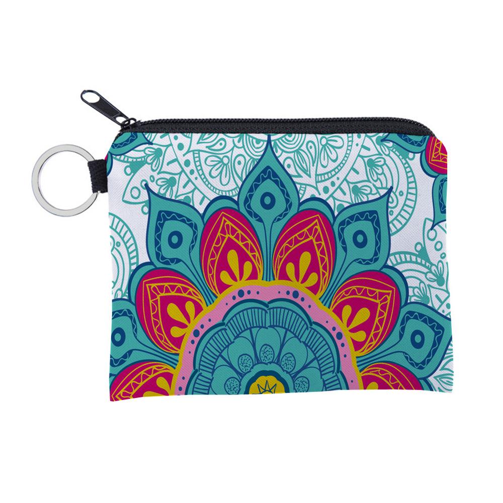 3D Printed Waterproof Mandala Mini Square Coin Purse Wallet Women Purse Porte Monnaie Bolsa Feminina Zipper Pouch Girl Key Bags: 1