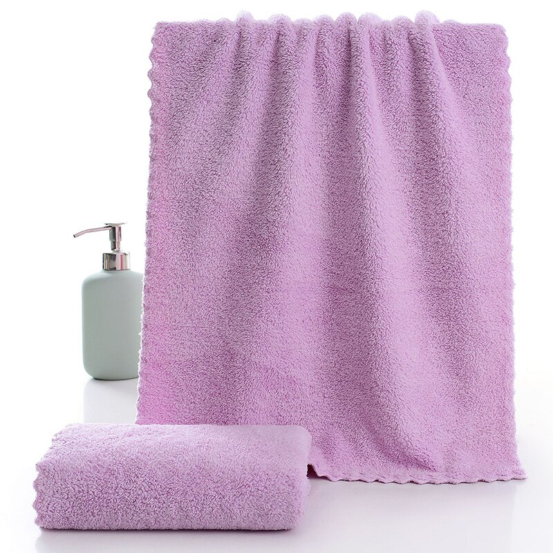 Solid Color Coral Velvet Towel Microfiber Absorbent Towel Home Shower Hair Face Hand Towel Breathable Comfort Clean Supplies: Purple