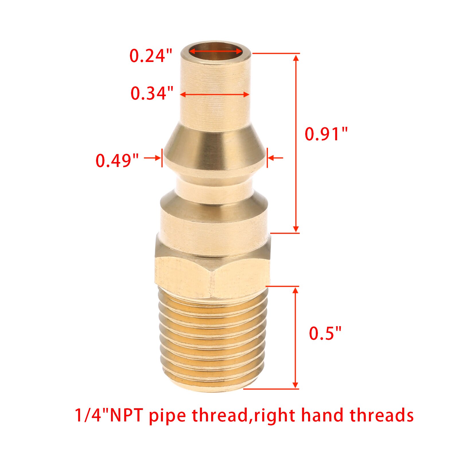 Solid Brass Propane Quick Connect Fitting Adapter Male Plug 1/4inch NPT fits for BBQ And Low Pressure Propane Gas Systems Grill