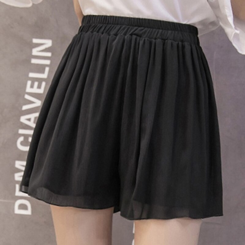 Sommer Lose Blumen Shorts Elastische Elastische Taille Sport Chiffon Shorts Weichen Fitness Schnell Trocknend Komfortable Weibliche Shorts: black / L