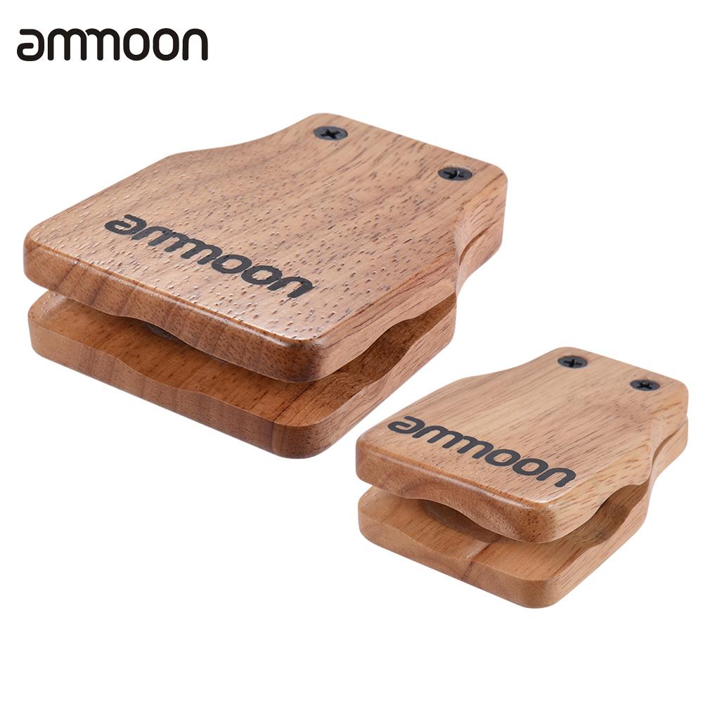 ammoon 2pcs Cajon Box Drum Large &amp; Medium Companion Accessory Castanets for Hand Percussion Instruments