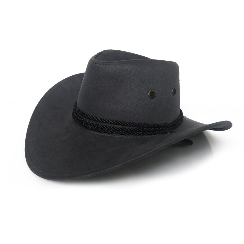 Cowgirl Sun Hat Faux Leather Cowboy Hat Men and Women Travel Caps Western Hats Chapeu Cowboy 9 colors YY0270: Grey cowboy hat