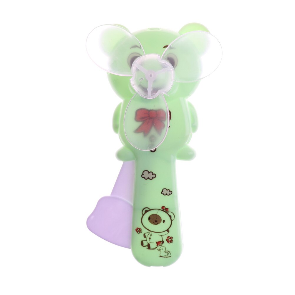 Fan Mini Draagbare Cartoon Cubs Hand Druk Fan Pagina Handleiding Kids Handheld Zomer Mini Airconditioner Draagbare: green