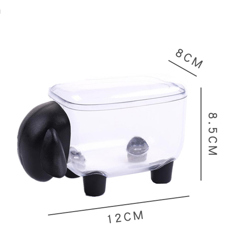 Mini conteneur en plastique en forme de mouton, boîte de rangement pour coton-tige, bijoux, ménage, anti-poussière, bureau de maquillage, organisateur de bureau